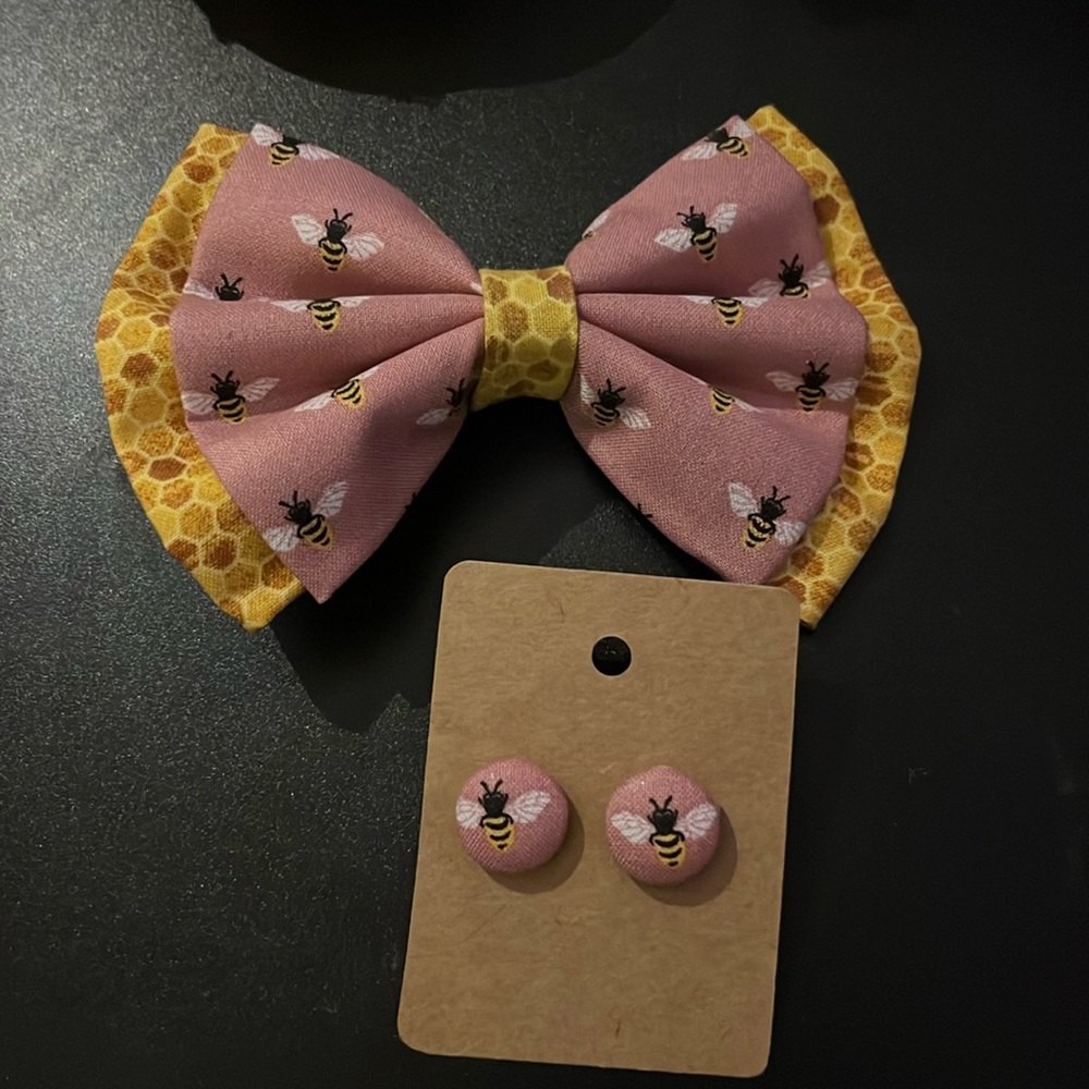 Bee hairbow & earrings set